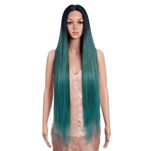 Vague droite HD cheveux synthétiques transparents Lace Front 38 pouces Ombre Lace Front perruque <span class=keywords><strong>Cosplay</strong></span> Blonde Lace Front perruque Vente en gros - Product Image 3