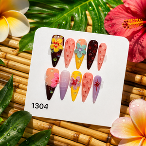 Faux ongles en acrylique à presser, forme stiletto, couvrance totale, motif floral avec strass, avec colle pour mariage et fête - Product Image 4