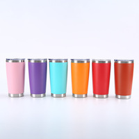 Tasses à café, thé ou vin en acier inoxydable isolées sous vide de 20 oz, blanches et colorées, pour le camping, mug de voyage avec couvercle, sublimation