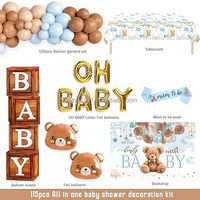 Meilleures ventes transfrontalières : Ensemble de ballons géants Ours en peluche bleu et marron, 115 pièces, en papier écologique, pour fêtes, mariages et anniversaires