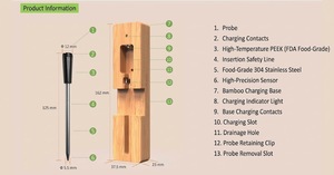 Thermomètre à viande étanche transfrontalier intelligent avec application, sonde de température sans fil Bluetooth pour fours - Product Image 3