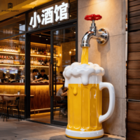 Sculpture géante personnalisée en fibre de verre de chopes à bière, modèle réaliste surdimensionné, accessoire pour bar, pub, magasin, vitrine, décoration extérieure