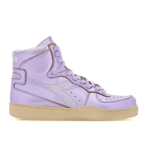 Sélection minutieuse Designer Diadora Mi Basket Baskets en cuir grainé violet métallisé avec lacets violets - Product Image 1