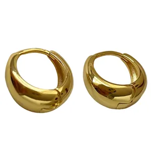 SE2029 Wholesale 925 Sterling Silver Hoop Earrings 18K Gold Plated Fashion Jewelry For Women Smooth Hoop Earrings
