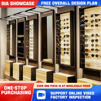 Vitrine d'exposition pour lunettes avec éclairage LED et verre verrouillable, présentoir optique moderne pour magasins de vente au détail de lunettes et de lunettes de soleil