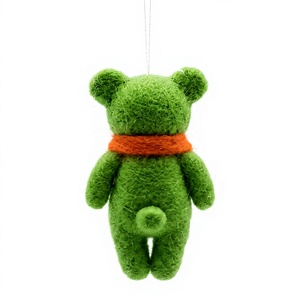 Handmade Traditional Green <b>Felt</b> Wool Bear Ornament Orange Scarf Wall Hanging Christmas Decoration Eco-Friendly Custom Size - Product Image 5