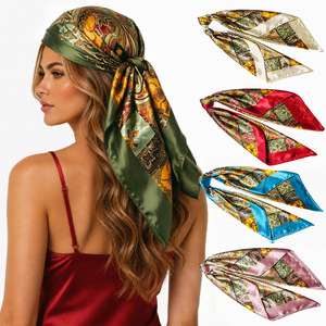 Women's Versatile Satin <b>Scarf</b> with Retro vortex Pattern-fashionable and Classic Accessory Easy to Match Natural Waistline - Product Image 1