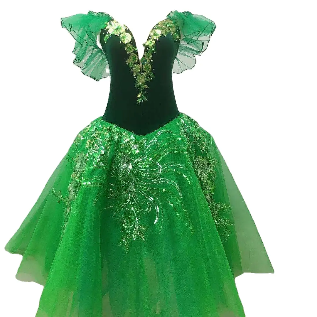 2023 Children New Ballet Green TUTU Romantic Tutu Children Soft tutu dress Children's fairy Dance Costumes