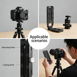 Placa de Liberación Rápida Vertical en Forma de <span class=keywords><strong>L</strong></span> de Aleación de Aluminio TENGDAFEI para Cámaras Universales, Soporte de Trípode Portátil Negro <span class=keywords><strong>Arca</strong></span> para - Product Image 2