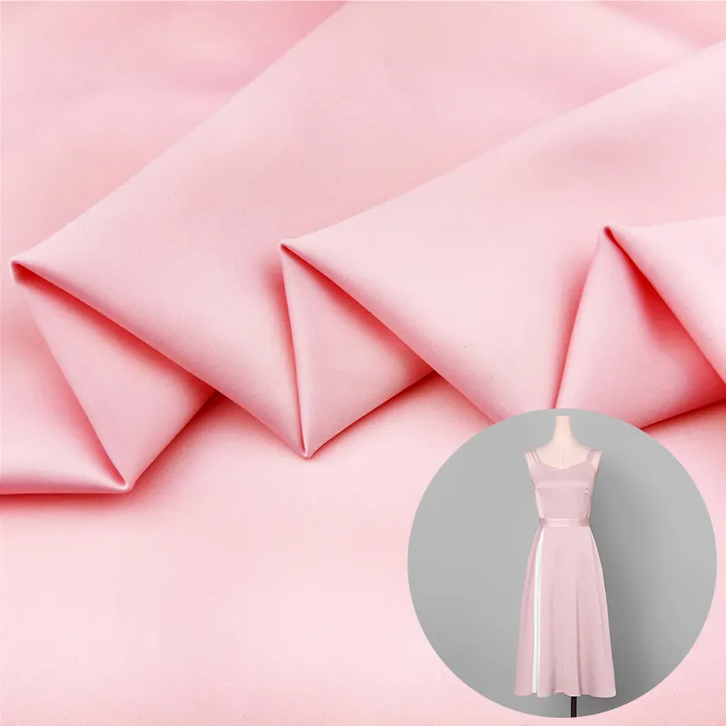 High-density imitation acetate polyester shiny stretch satin fabric for sports baseball uniform, wedding dress
