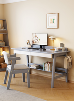 Bureau d'étude en bois massif avec étagère sous le bureau, tiroirs et crochet latéral pour bureau à domicile