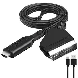 Farsue kabel adaptor video HDMI male ke Scart mendukung resolusi hingga 1080P