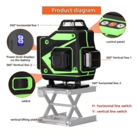Niveau laser 3D vert 360° à 16 lignes, auto-nivelant, pour machines-outils, outils de construction et instruments de mesure