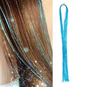 เส้นผมปลอมแบบตรง 18 นิ้ว/46 ซม. สีทองเลเซอร์ สีเงิน ใช้สำหรับงานปาร์ตี้ แข็งแรง ทนทาน - Product Image 2