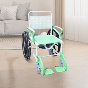Wheeled <b>Commode</b> <b>Chair</b> Fluorescent Green Foldable Portable Toilet <b>Chair</b> For Elderly And Disabled Home Rehabilitation Use - Product Image 1