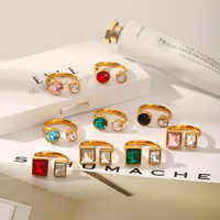 Collection de bagues KITI en CZ colorées, plaquées or, en acier inoxydable, avec zircons multicolores pour femmes, bijoux tendance