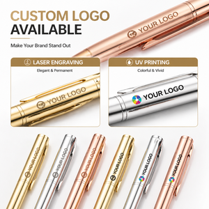 Penna <span class=keywords><strong>a</strong></span> <span class=keywords><strong>Sfera</strong></span> Promozionale <span class=keywords><strong>di</strong></span> <span class=keywords><strong>Lusso</strong></span> in Metallo Oro Rosa, Personalizzabile con Incisione Laser e Logo Stampato - Product Image 3