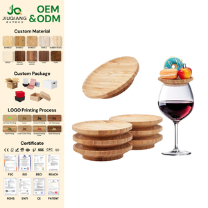 JQ Vente en gros Verre à vin Charcuterie Topper <span class=keywords><strong>Mini</strong></span> planches en bois de bambou et assiettes à apéritif avec porte-verre - Product Image 1