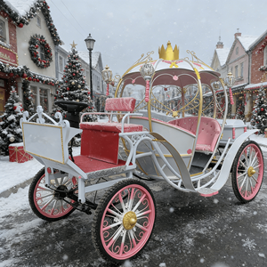 Carrosse de mariage de luxe Princesse Rose avec chevaux blancs royaux - Product Image 3