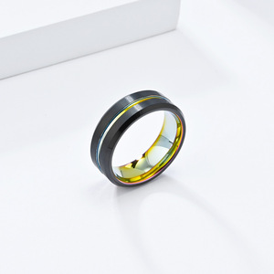 Popular yunnique style <b>tungsten</b> steel rings for men, niche and high-end <b>tungsten</b> gold index finger rings that won't - Product Image 4