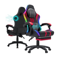 Silla de juegos Ca Ecuador 400lbs azul Rgb LED Pc Gamer Silla de juegos con reposapiés altavoces y masaje Silla de videojuegos grande y alta