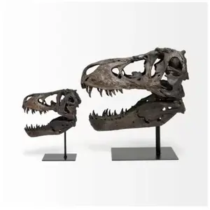 Crânio de resina para decoração de casa, artesanato criativo, cabeça de dinossauro