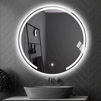 Interrupteur à capteur tactile mur personnalisé moderne avant rétro-éclairé Anti-buée avec cercle de lumière LED rond salle de bain miroir intelligent