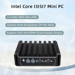 In-Tel Core i3 i5 i7 Micro Minúsculo Única Placa de Computador Desktop Barebone Fanless Mini PC com Dual Ethernet e SSD + HDD Suporte