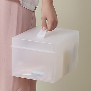 Plastic Storage Box Organizer Frosted Transparent Rectangle With Compartments For Toys Books Medicine Desktop Use - Product Image 3