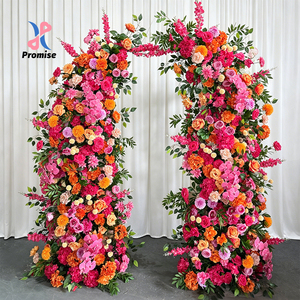 ชุดดอกไม้ประดิษฐ์แบบเรียงเป็นช่อ สีชมพู เขียว แดงเบอร์กันดี สมจริง ทันสมัย เหมาะสำหรับงานแต่งงาน คริสต์มาส และตรุษจีน - Product Image 1