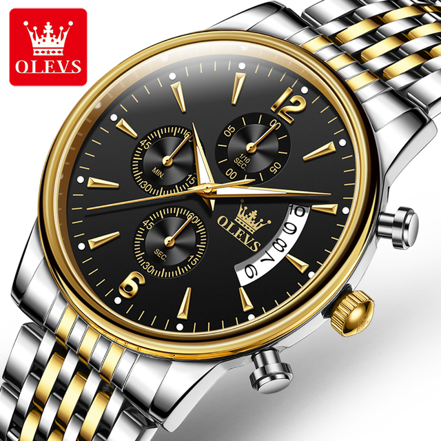OLEVS 2867 Popular Multifunctional Sports Watch Men Luminous Gold Waterproof Quartz Watch