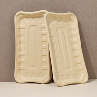 Barquette en papier de pulpe de bambou carrée, jetable et réutilisable, de qualité alimentaire - Emballage écologique et biodégradable pour collations et biscuits
