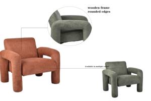 Sillón Moderno de Peluche CARLFORD, Sillón para Sala de Estar, Tapicería Suave, Brazos Curvos, Dormitorio, Salón, Hotel, Decoración del Hogar, Estética - Product Image 3
