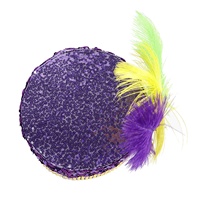 Chapeau Punk Mardi Gras Violet Vert Or Paillettes Strass Plumes pour Fanfare – Costume Festif Travaux Manuels Exquis