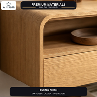 Console TV Moderne Écologique et Durable à Coins Arrondis, Étagères Courbes Laquées Blanc Chaud pour Petits et Grands Salons – Vente en Gros