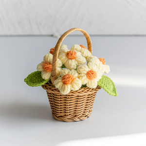 Nouveau Bouquet de Petites Fleurs Bleues en Pot, Fait Main, en Fil Crocheté, Fleurs Éternelles Tricotées, Décoration de Bureau, Cadeau - Product Image 3