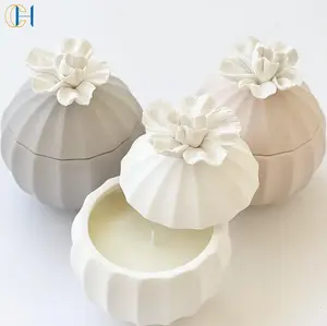 C & H, gran oferta, soporte de cemento moderno, logotipo personalizado de lujo, recipientes para velas de hormigón, tarro con tapa