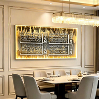 Décoration d'intérieur, Coran, grande taille, calligraphie arabe musulmane, mosquée, peinture islamique en porcelaine de cristal 5D avec éclairage LED, art mural