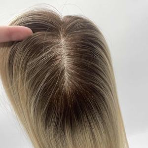 <span class=keywords><strong>CA</strong></span> yeni moda 100% çin saç ipek Topper 3.6x5.6 inç Balayage renk vurgulamak el bağlı inceltme saç kadınlar için 12 inç - Product Image 3