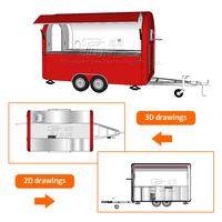 Mini-remorque alimentaire ronde noire et violette, chariot mobile rose pour la vente de hamburgers, mini-fourgonnette