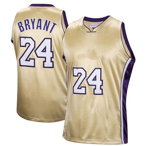 Jersey Basket Amerika Berkualitas Tinggi Jahitan Rapi Grosir 23 James 24 Bryant 77 Luka Doncic 15 Austin Reaves Retro Kuning - Product Image 6