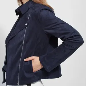 Jaqueta de camurça super macia da moda feminina jaqueta de cor sólida de alta qualidade