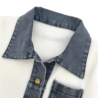Cardigan Rétro Tricoté Ample à Manches Longues et Col Rabattu, Boutonné, en Jean Patchwork Vintage Personnalisé pour Femme – Vente en Gros