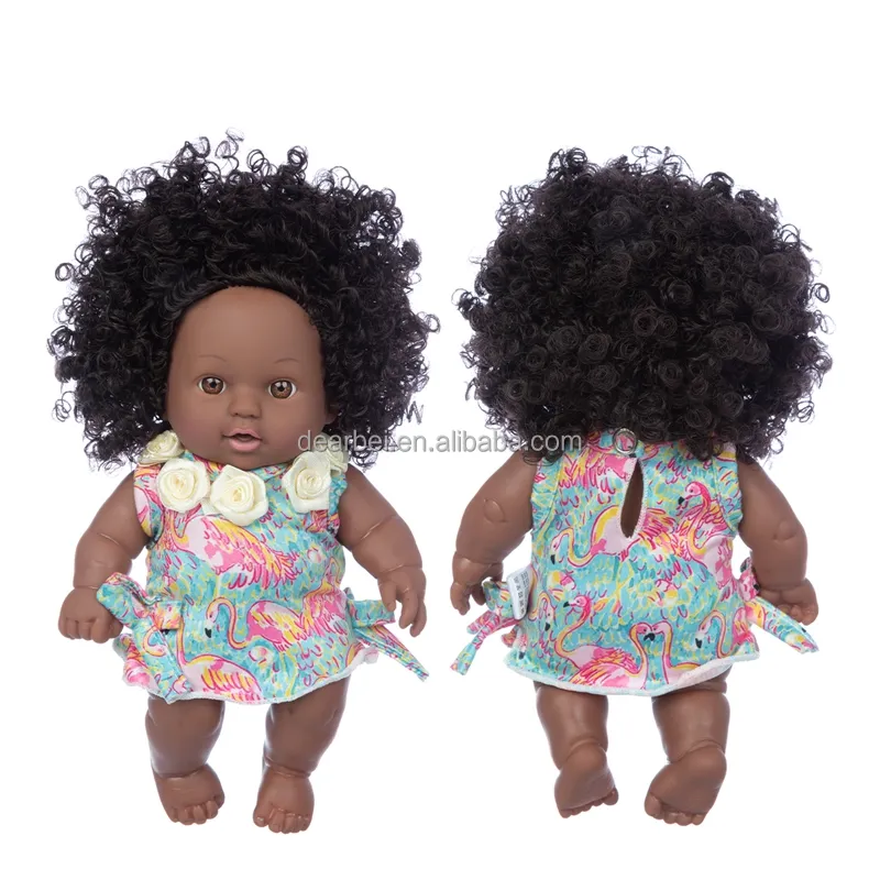 2020 Zwarte Reborn Pop Afro Haar 20Cm 8Inch Reborn Boneca Pop Poppen Baby Pasgeboren Volledig Siliconen Poupee Baby Meisje Speelgoed