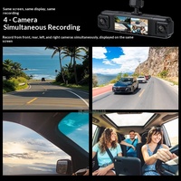 Caméra de tableau de bord WiFi 360° à 4 objectifs 1080P, DVR panoramique pour voiture, vision nocturne avant, arrière, gauche, droite, grand angle, moniteur de stationnement, écran 3,0 pouces