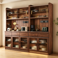 Nouveau buffet en bois de noyer noir massif de style chinois, meuble de maison minimaliste sur pied, 5+ tiroirs, tout-en-un