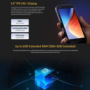Téléphone robuste <span class=keywords><strong>DOOGEE</strong></span> <span class=keywords><strong>S41</strong></span> de 5.5 pouces de qualité supérieure, 3 Go + 16 Go, avec: IP68/IP69K étanche à la poussière et antichoc, triple caméras arrière AI - Product Image 4