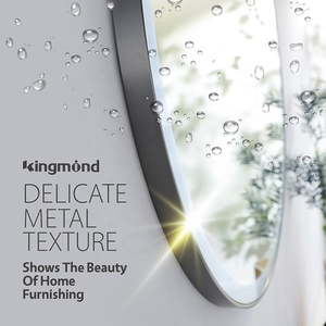 Luxury Hotel Style Gold-Framed Front-Lit Round LED Bathroom Vanity <b>Mirror</b> With Adjustable Color Light Ring and Anti-Fog Function - Product Image 6