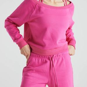 Conjuntos Cortos Personalizados para Mujer, Camiseta Holgada con Hombros Descubiertos, Sudadera Tipo Pullover, Blusa Lisa y Pantalones para Mujer - Product Image 2