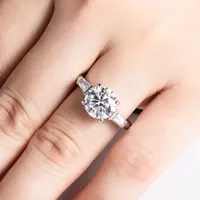 Bague en argent sterling 925 de luxe MuShan, sertie d'un moissanite rond, faite à la main pour femmes, plaquée or 18 carats, bijoux brevetés MST